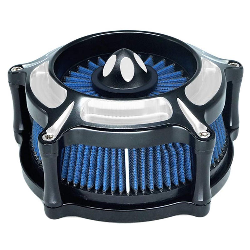 AGECO Air Filter Intake Motorcycle Turbine Cleaner Kit Cnc Cut Chrome for Harley Touring Street Glide 2008 - 2016 Softail 2016 - 2017 Fitment - C (Blue) - Image 2